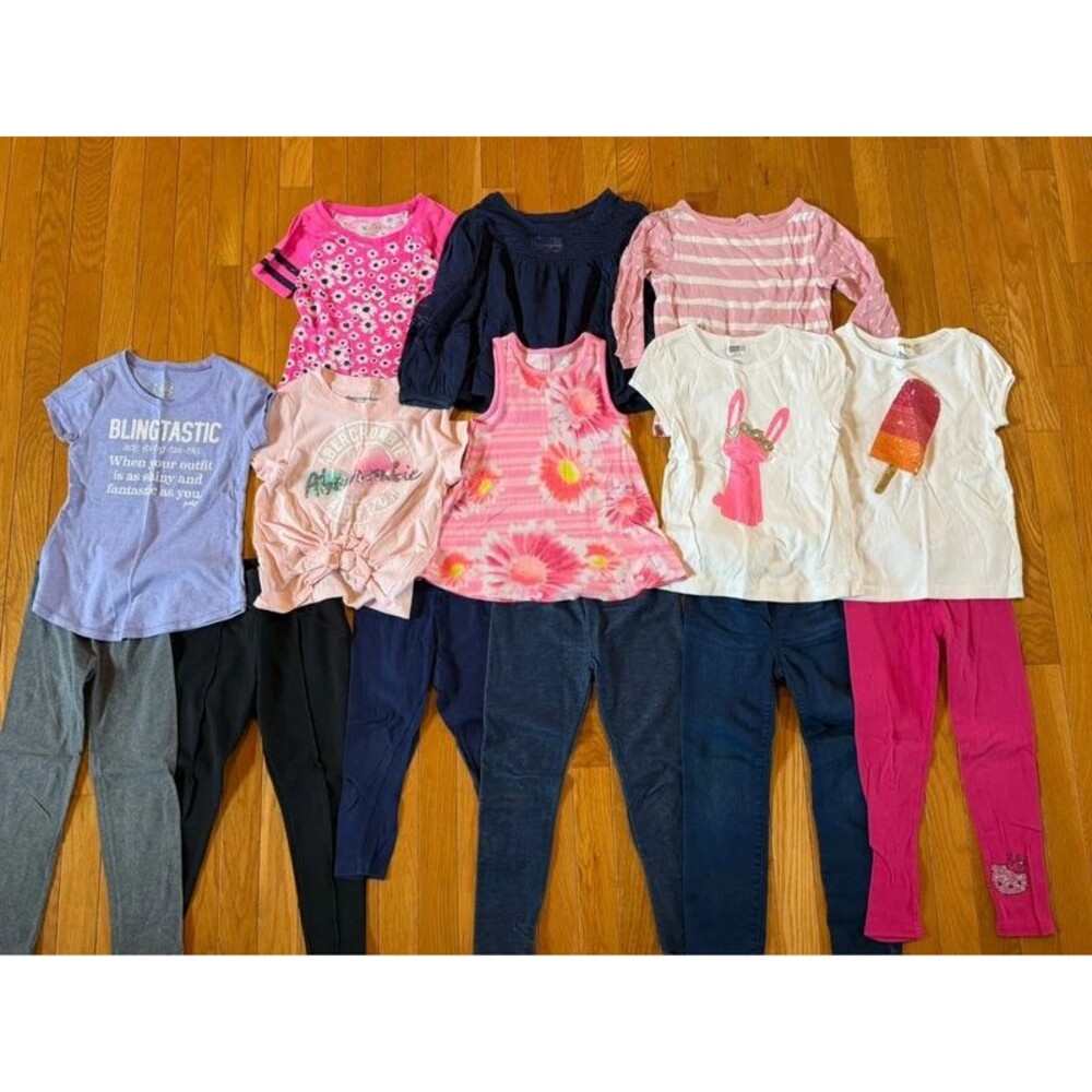 14 Pieces Justice Gap Old Navy Kids Jeans Leggings Tanks Shirts Sz 5 Girls